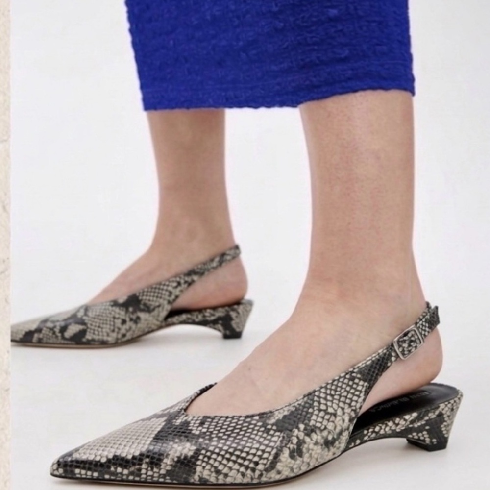 Tony Bianco Charlie Heel Ecru Snake Slingback pointed toe leather shoes